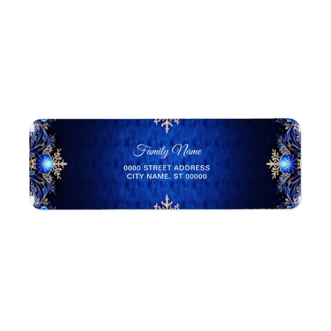 Blue Decorative Return Address Label (Front)