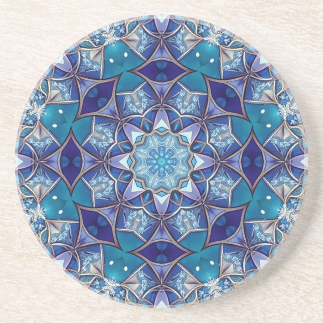 Blue Decorative Sandstone Coaster (Front)