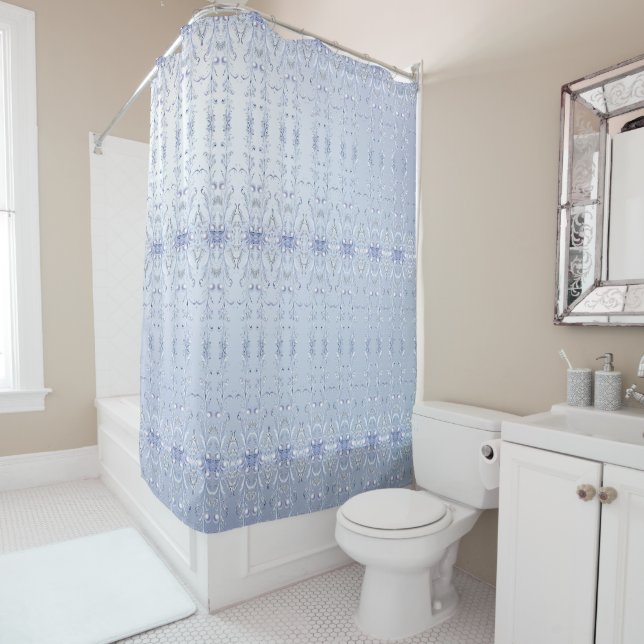 Blue Decorative Shower Curtain (In Situ)