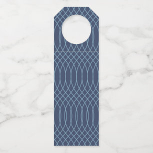 Blue, decorative, simple, modern, trendy wavy art bottle tag