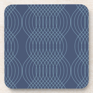 Blue, decorative, simple, modern, trendy wavy art coaster