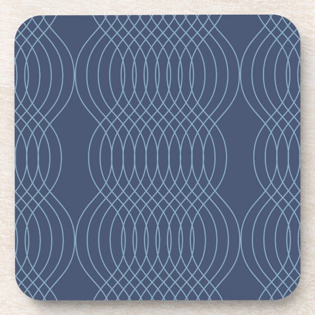 Blue, decorative, simple, modern, trendy wavy art coaster (Front)