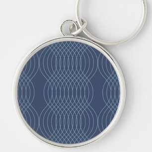 Blue, decorative, simple, modern, trendy wavy art key ring