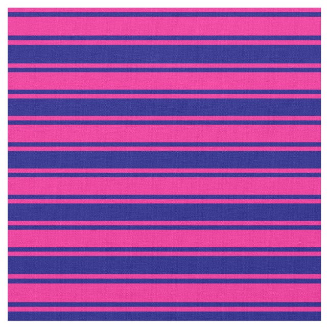 Blue & Deep Pink Stripes/Lines Pattern Fabric (Close Up)