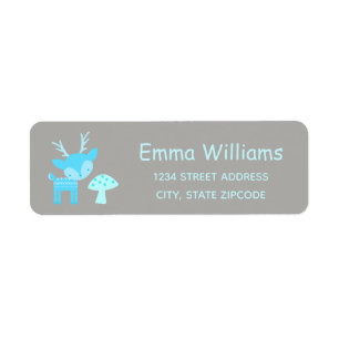 Blue Deer And Mushroom Address Label Return Address Label