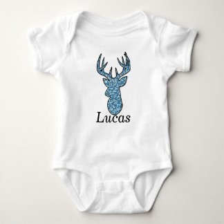 blue deer head baby bodysuit