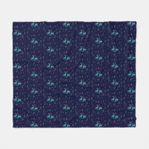 Blue Deer in the Moonlight Fleece Blanket