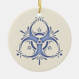 Blue Delft Biohazard Ceramic Ornament