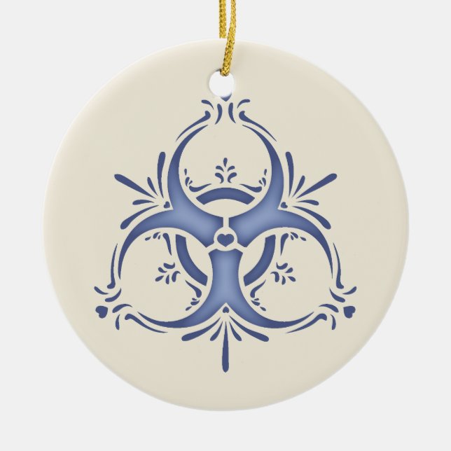 Blue Delft Biohazard Ceramic Ornament (Front)