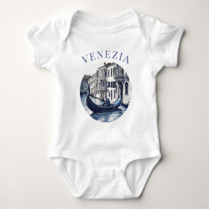 Blue Delft Blue Venice Gondola Baby Bodysuit