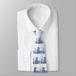 Blue Delft Dutch Windmill, Tie