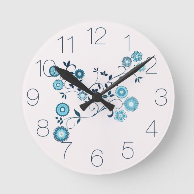 Blue Delft Floral Bouquet Round Clock (Front)