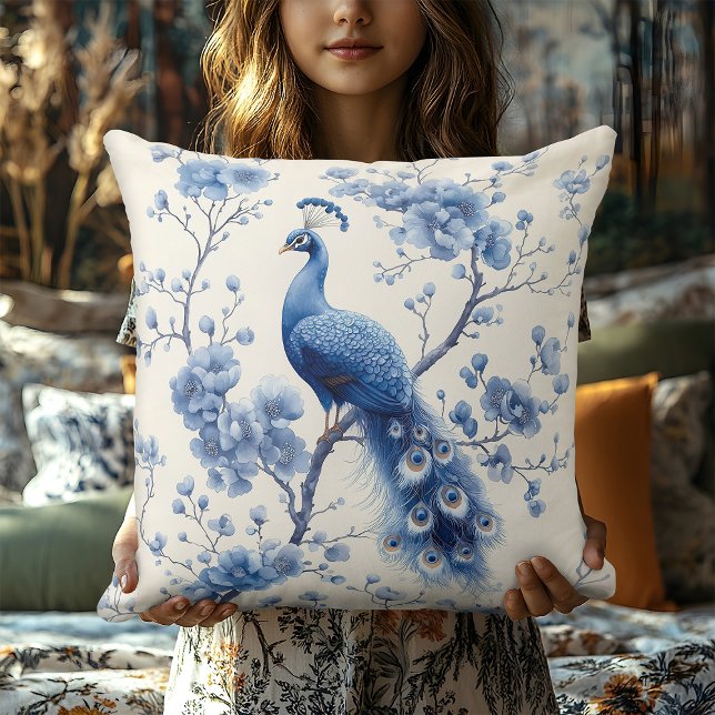 Blue Delft Peacock Elegant Bedroom  Cushion (Creator Uploaded)