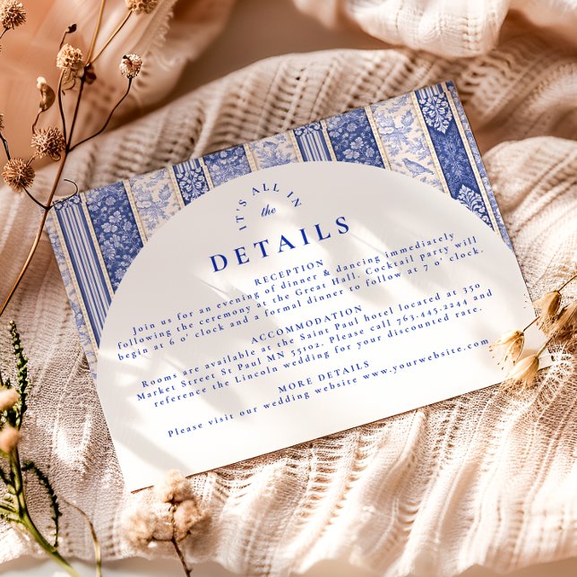 Blue Delft Tile Patchwork Wedding Enclosure Card (Creator Uploaded)