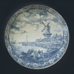 Blue Delft Windmill Dutch Plate<br><div class="desc">This striking classic design will compliment any room,  hearkening back to a simpler time and the old world.</div>