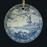 Blue Delft Windmill Dutch Plate Ceramic Ornament<br><div class="desc">This striking classic design will compliment any room,  hearkening back to a simpler time and the old world.</div>