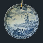 Blue Delft Windmill Dutch Plate Ceramic Ornament<br><div class="desc">This striking classic design will compliment any room,  hearkening back to a simpler time and the old world.</div>