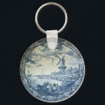 Blue Delft Windmill Dutch Plate Key Ring<br><div class="desc">This striking classic design hearkens back to a simpler time and the old world.</div>