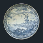 Blue Delft Windmill Dutch Plate Magnet<br><div class="desc">This striking classic design will compliment any room,  hearkening back to a simpler time and the old world.</div>