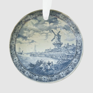 Blue Delft Windmill Dutch Plate Ornament