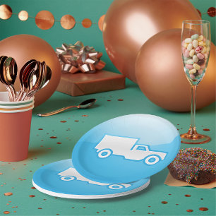 Blue Delivery Truck Icon Logistics Shipping Paper Plate