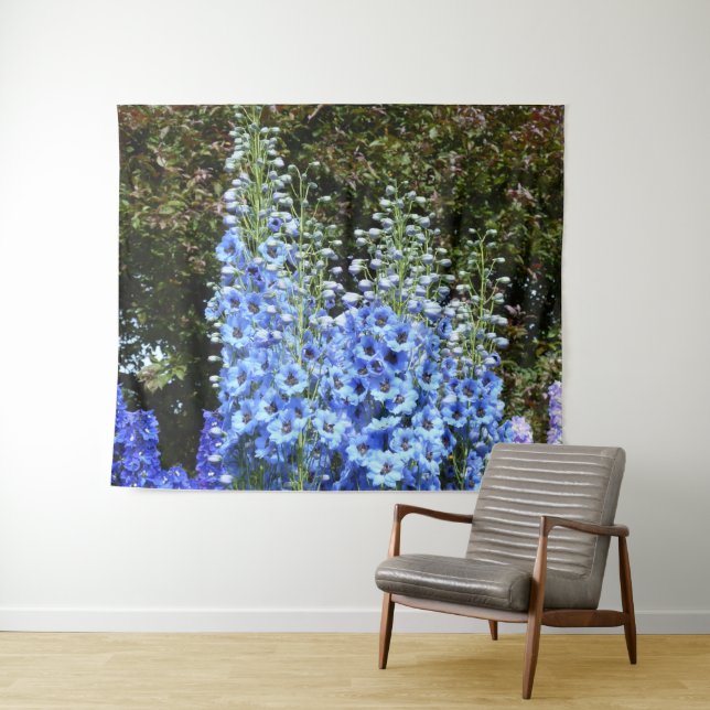 Blue Delphinium Floral Flowers Garden Nature Tapestry (In Situ (Horizontal))