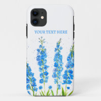 Blue delphinium floral watercolor elegant rustic