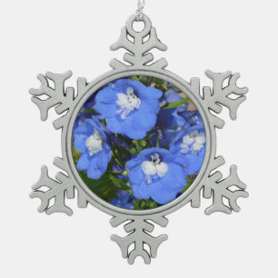 Blue delphinium flower christmas ornament
