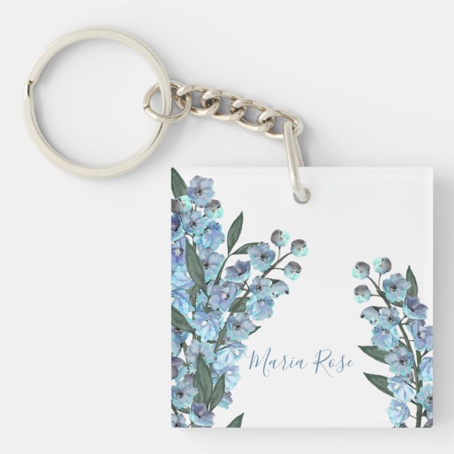 Blue Delphinium Key Ring (Front)
