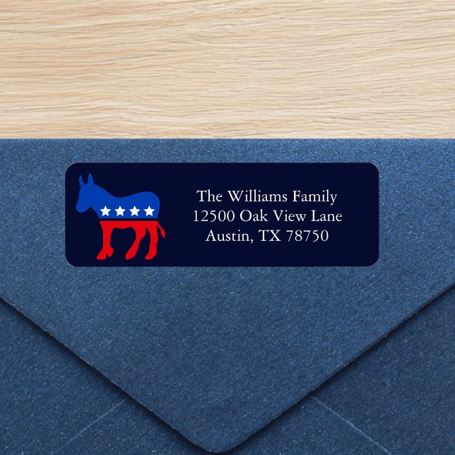 Blue Democrat Donkey Political Return Address Label (Creator Uploaded)