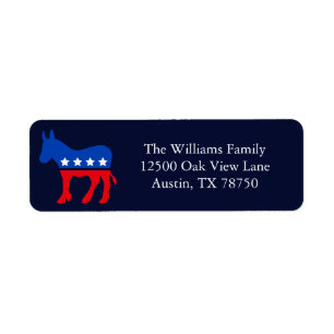 Blue Democrat Donkey Political Return Address Return Address Label