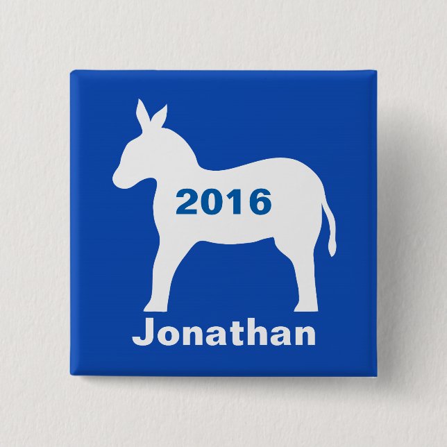 Blue Democratic Donkey 2016 Election Name Badge (Front)