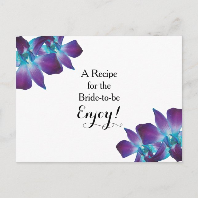 Blue Dendrobium Orchid Recipe Card Bridal Shower (Front)