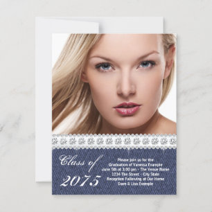 Blue Denim and Diamond Graduation Announcement