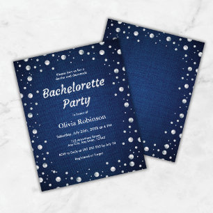 Blue Denim and Diamonds Bachelorette Party Invite