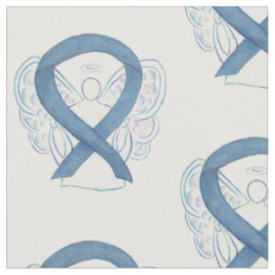Blue Denim Awareness Ribbon Angel Custom Material Fabric