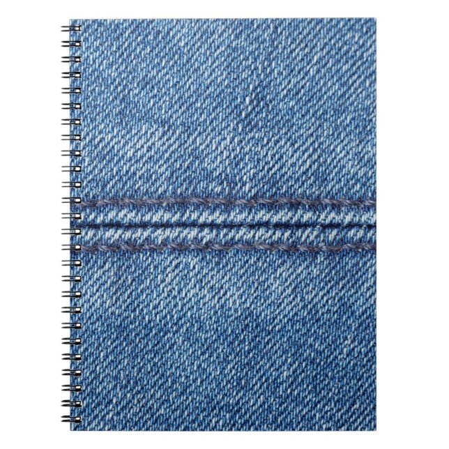 Blue denim background close-up (macro) notebook (Front)