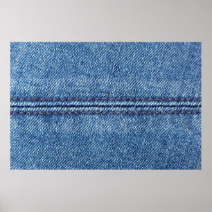Blue denim background close-up (macro) poster
