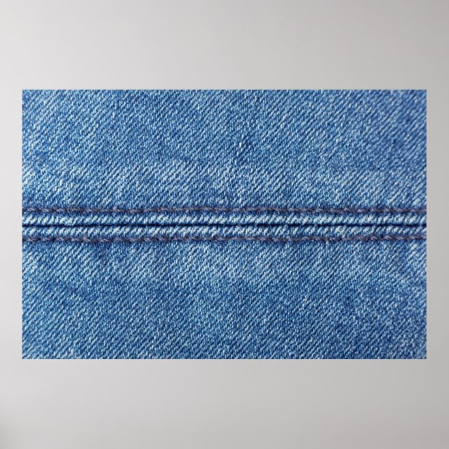 Blue denim background close-up (macro) poster (Front)