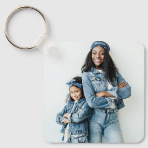 Blue Denim Best Mum Ever Photo Key Ring