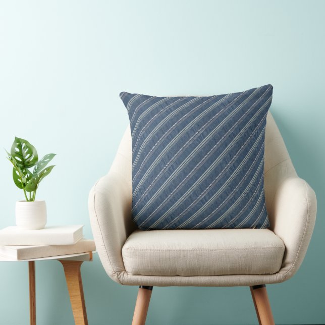 Blue Denim Blue and White Striped Pattern Cushion (Chair)
