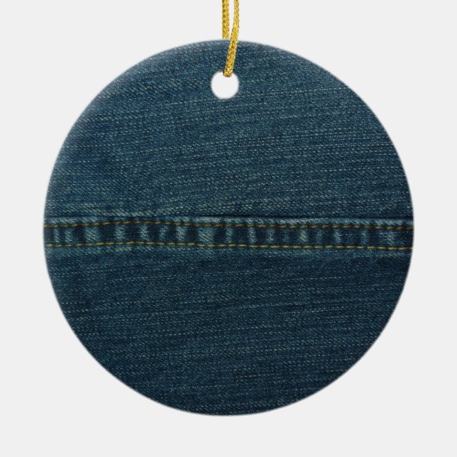 Blue Denim Ceramic Ornament (Front)