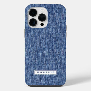 Blue denim custom name iPhone 14 pro max case