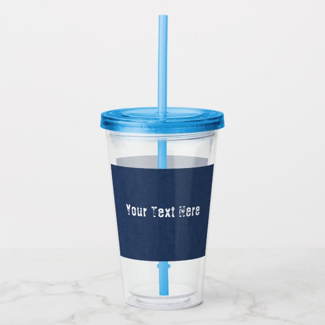 Blue Denim Custom Text Acrylic Tumbler (Front)