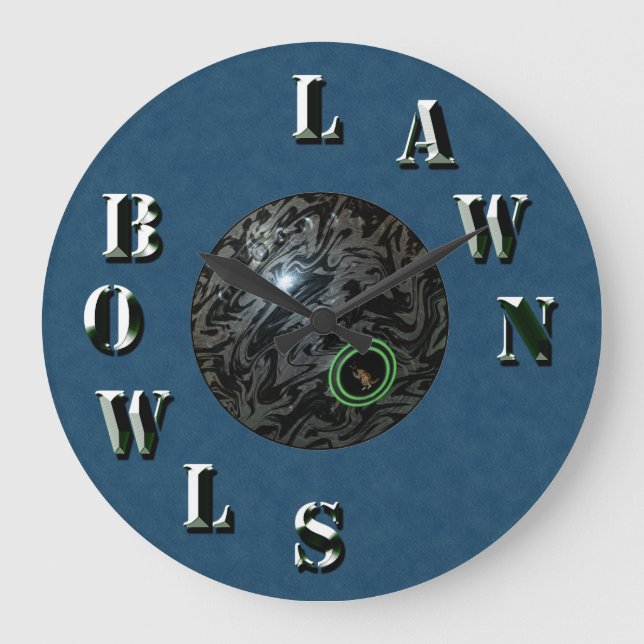 Blue Denim Dimensional Lawn Bowls, Wall Clock (Front)