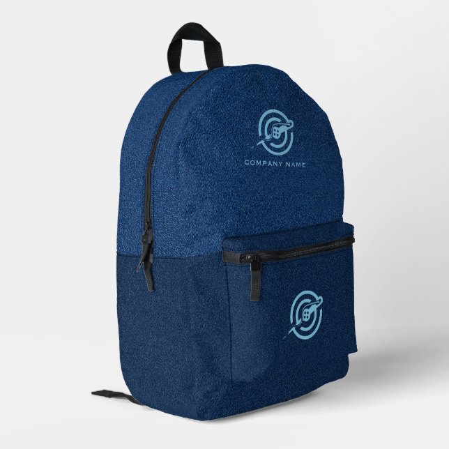 Blue Denim Fabric Texture Custom Logo Printed Backpack (Back Corner Left)