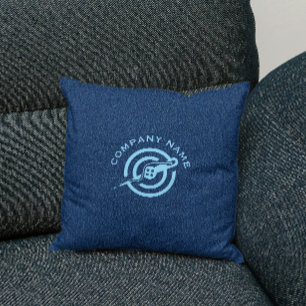 Blue denim fabric texture custom typography cushion