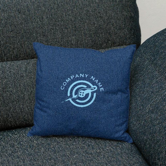 Blue denim fabric texture custom typography cushion (Creator Uploaded)