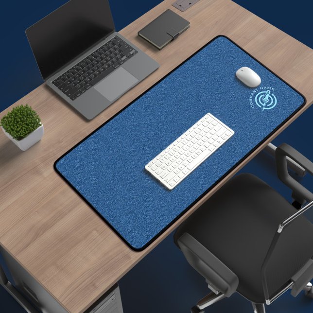 Blue denim fabric texture custom typography desk mat (Creator Uploaded)