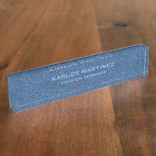 Blue denim fabric texture nameplate